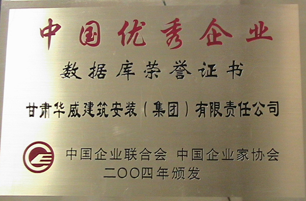 2004年中國優(yōu)秀企業(yè)獎(jiǎng)